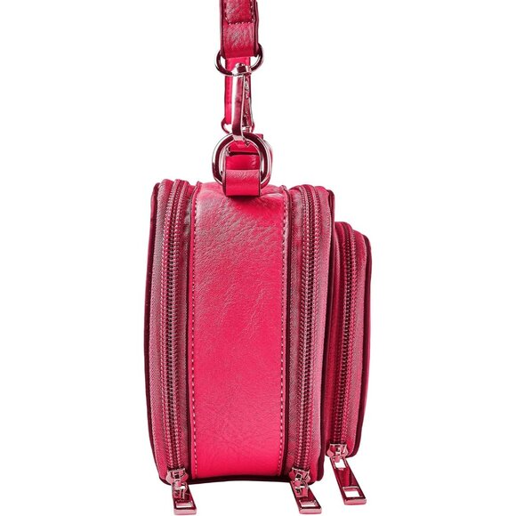 Women's Leather Camera Bag 7.5x5.5x3.75in RFID Card Holder Zipper Closure - Picture 5 of 8